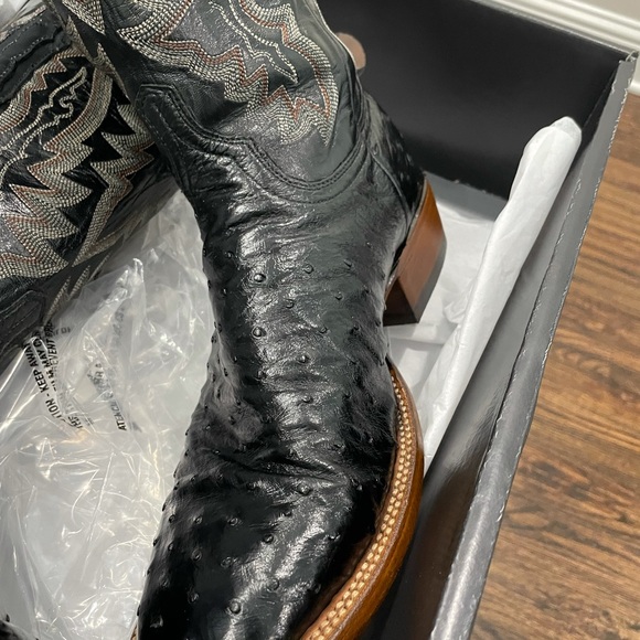 Men’s Lucchese premium Black ostrich main image 8